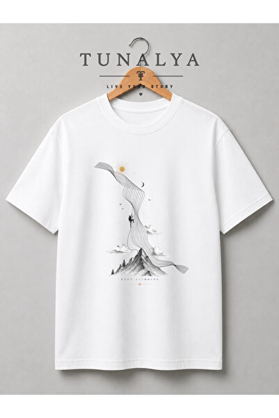 TUNALYA Sade Estetik Trend Minimal Tarz Özel Tasarımlı Premium Baskılı Unisex Pamuklu Tişört