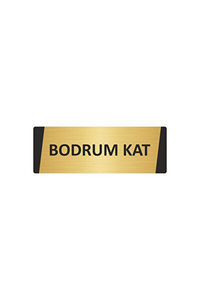 Özarslan Dizayn Bodrum Floor Metal Warning Sign 10X20 cm Gold Color