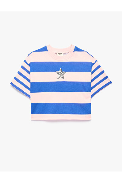 Koton Tricou cu mânecă scurtă guler rotund cu paiete și detalii stea, pachet ...