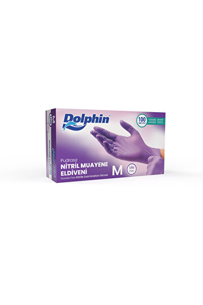 Dolphin Lila Nitril Muayene Eldiveni M Beden 100 Adet - MDR