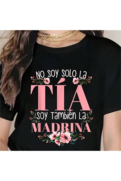 LİNA06 تي شيرت No Solo Tia Soy La Madrina، تي شيرت مطبوع برسومات جريئة، خفيف ...