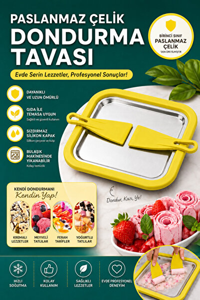 MGEStore Ev Tipi Spatula'lı Dondurma Yapma Tavası Roll Ice Cream Yapma Makine...