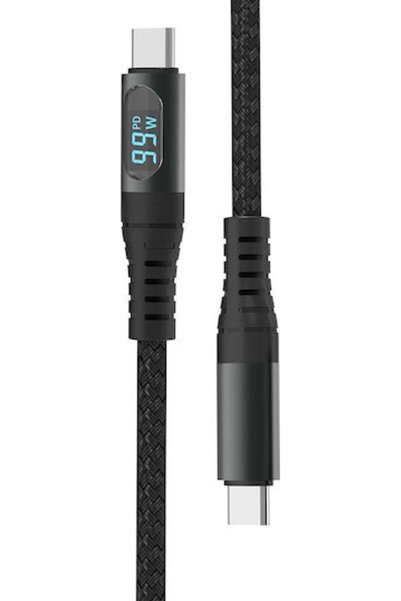 V-TAC Cablu USB 2.0 împletit USB-C tată - USB-C 100W PD Negru 1m