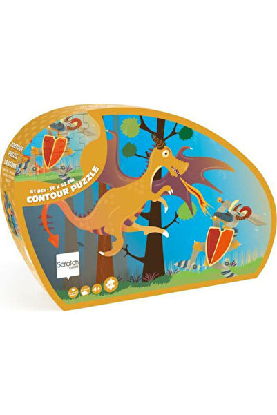 Scratch Europe Puzzle pentru copii Dragon cu contur 61 piese