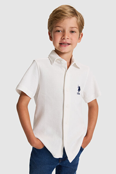 U.S. Polo Assn. Erkek Çocuk Beyaz Örme Gömlek 50325468-VR013