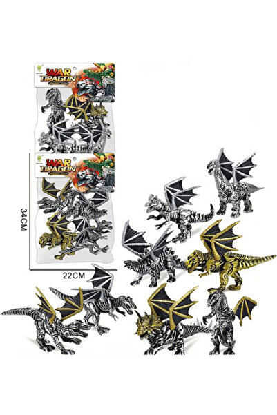 Trifox Dinozauri Dragoni Argint Aur 8 Bucăți