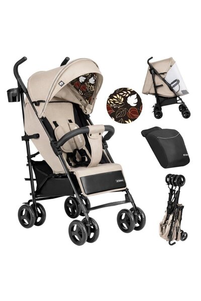 Tulano Carucior sport compact Davos 35 Beige, roti din PU cu suspensii,capoti...