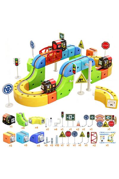 Choice4 62pcs 51/81/123PCS Magical Track Train USB Rechargeable 3D Building T...