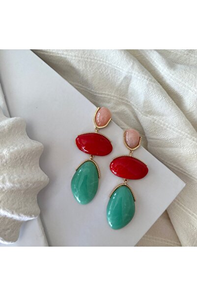 Alice İsstanbul Red&Green Crystal Stone Earrings