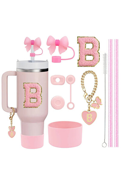 Choice20 B-Letter-Pink-10pcs مجموعة إكسسوارات من 10 قطع لكوب ستانلي، تتضمن 2 ...