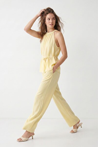 Rays Yellow Halter Neck Blouse Wide Leg Pants 7130