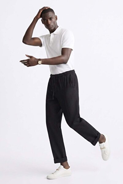 BARRELS AND OIL Men's Trousers with Grass Stitching on the Front and Elastic ...