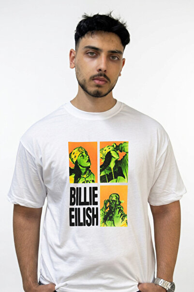 Anetos Billie Eilish_82 Design Printed Oversize White T-Shirt