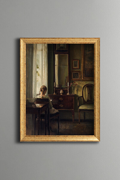 epiqart فتاة تقرأ كتابًا - لوحة بتصميم عتيق - نموذج رشيق