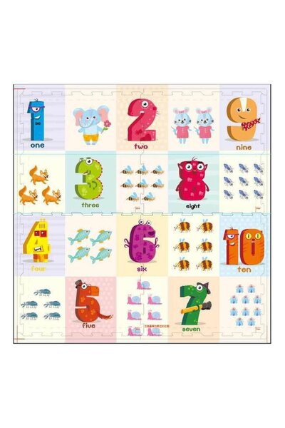 CasaDesteapta.ro Covoraș Puzzle Jumbo din Spumă EVA – 4 Piese Mari cu Cifre ș...