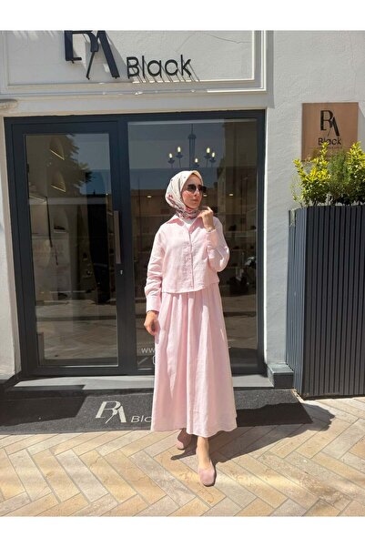 TERZİ DÜKKANI TD4318 Natural Keten Kadın Takım Pudra Pembe