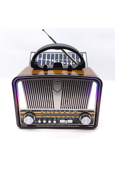 inteknoloji BK-7090BTS Güneş Panelli Nostaljik Radyo - Bluetooth, USB, SD Kart Girişli 3 Bantlı Şarjlı Radyo