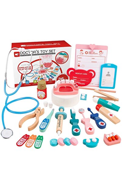 CasaDesteapta.ro Set Doctor din Lemn pentru Copii, 23 Piese, cu Geanta Textil...