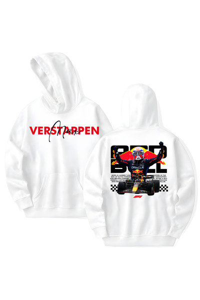 STİL-X Max Verstappen Printed Cotton Long Sleeve Hooded Sweatshirt with 3 Yarns