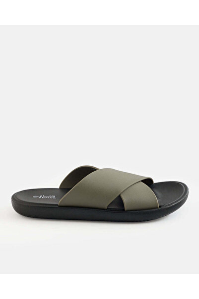 REDTAG Men Olive Criss Cross Slides