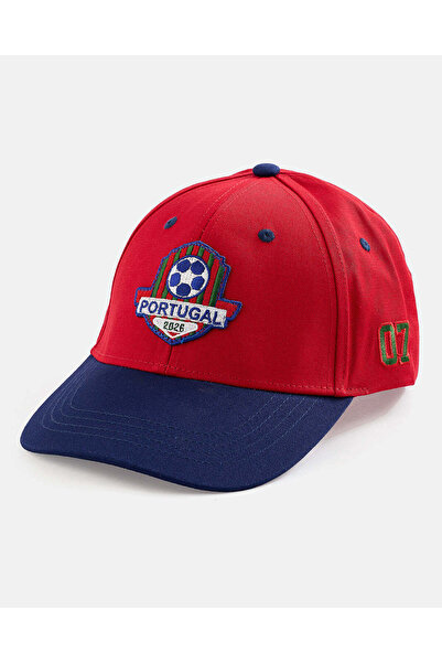 REDTAG Men Red and Navy Portugal Fan Cap