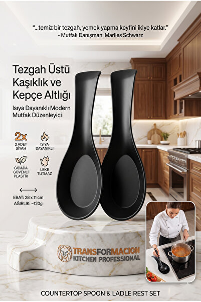 Transformacion Black 2-Piece Countertop Spoon Rest and Ladle Holder Set - Hea...
