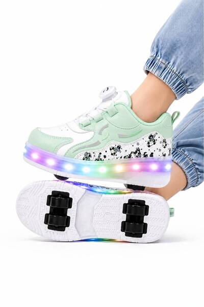 ROCKY SPORT Ortopedik Çocuk Spor Işıklı 4 Tekerlekli Patenli Ayakkabı Sneaker...