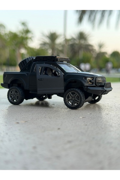 Tian Du 1:32 Scale Die-Cast Matte Black Colour Off-Road Pickup Truck Toy Model – Pull-Back Action Toy Vehicle with Openable Doors, Exquisite Adventure Truck for Kids and Toddlers Ages 3+