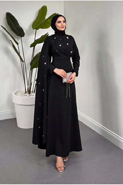 parla official Elysia stone evening dress with cape