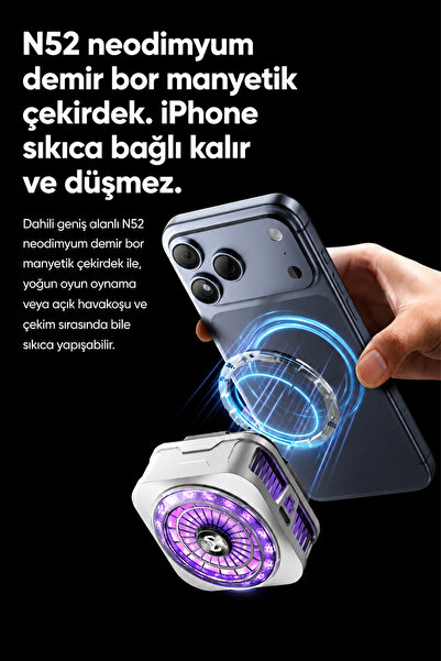 Memo CX21 18W Manyetik Telefon Soğutucu RGB Işıklı Yarı İletken Buz Soğutmalı Mobil Oyun Fanı