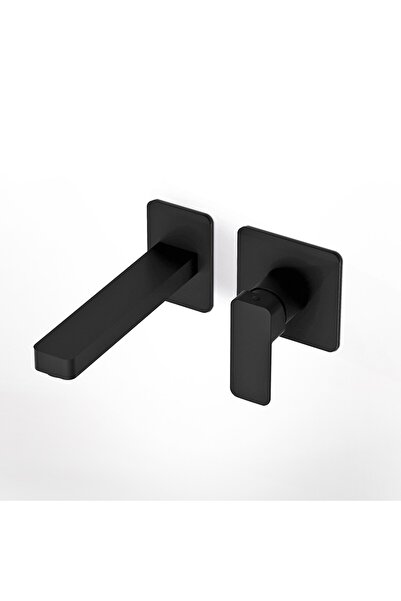 Eurorama Quadra Black Matt Μπαταρία Νιπτήρος Εντοιχισμού 2 Οπών