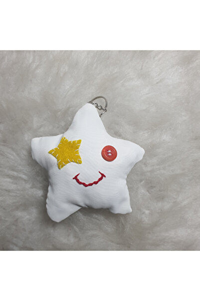 Ororabutik Handmade Yellow Star Eyed Star Fabric Keychain 10 cm