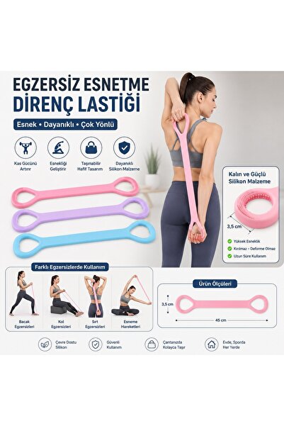 BarkoFix Silikon Yoga Direnç Bandı 45x3,5 cm | Egzersiz Esnetme Lastiği | Sır...