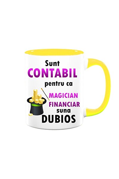 OEM Cană personalizată, albă cu interior galben, 330ml, ceramică, mesaj: „Sun...