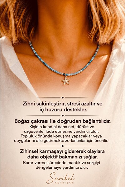 Sarıbel Kehribar Akuamarin Kolye 925 Ayar Doğru ifade etme kolyesi