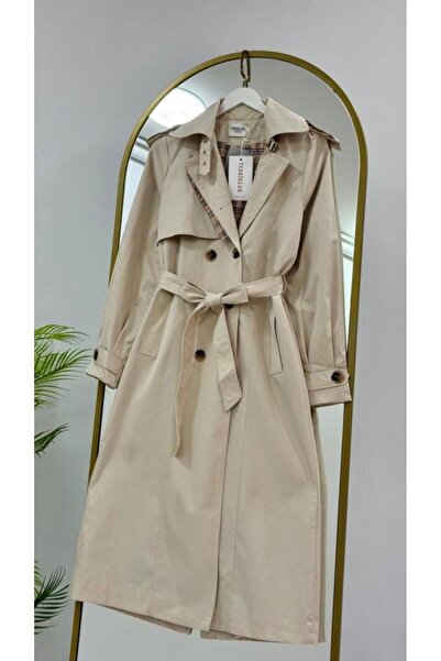Tebrikler tekstil kadın uzun trençkot astarlı su geçirmez oversize model G5383