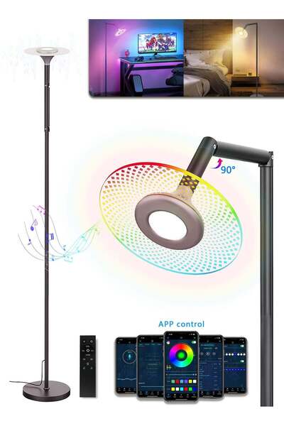 Generic مصباح أرضي LED لغرفة المعيشة، مصباح ذكي يعمل بالبلوتوث مع تحكم عبر ال...