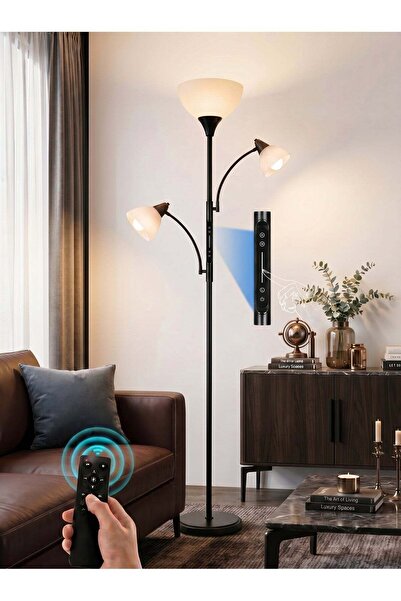 OUTON مصباح أرضي LED بثلاثة رؤوس مع جهاز تحكم عن بعد، تحكم عبر التطبيق واللمس...