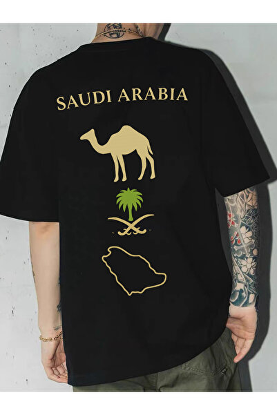 SAUDI Men and Women's 100% Cotton T-Shirt - Oversized Crew Neck Short Sleeve ...