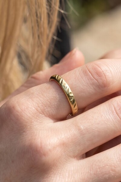 NBS Beautiful Naturel Stones Women's Brass Ring Adjustable Trendy Thin Stylis...