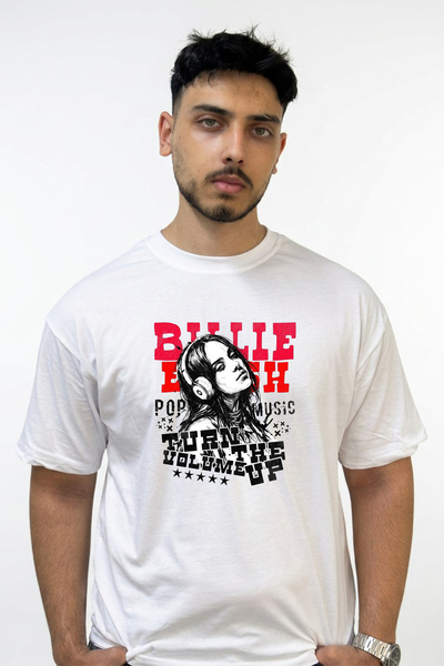 Anetos Billie Eilish_137 Design Printed Oversize White T-Shirt