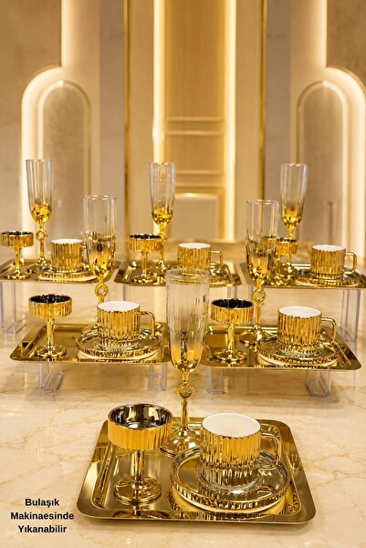 rova tr Elegance Series 6 Pieces of Coffee Cups + 6 Pieces of Coffee and Wate...