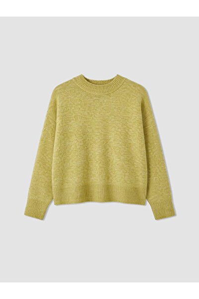 LC Waikiki Lcwaikiki Classic Green Crew Neck Oversize Women's Knitwear Sweater