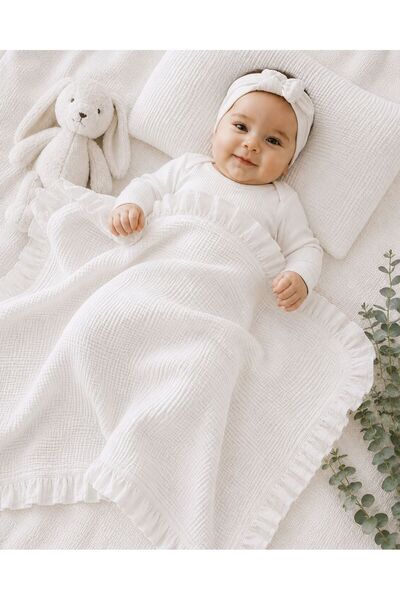 LUMİBABY BUTİK بطانية أطفال من الموسلين المزخرف، غطاء من الموسلين القطني 100%...