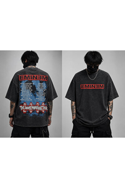 dompulerimoda Eminem the Anger Management Tour Printed Oversize Vintage Washe...