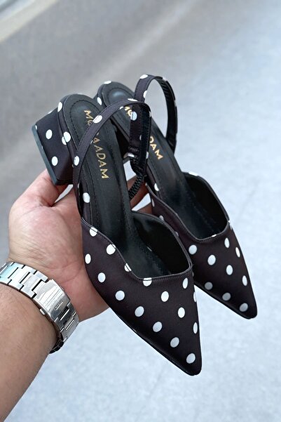 MODAADAM Women's Monaco Low Heel Shoes - Polka Dot-Black