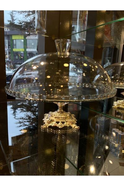 alfafe home Transparent Glass Covered Cake - Cake Stand with Silver Legs