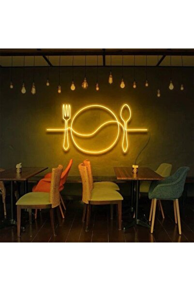 NEON TABELACIM Restoranlara Özel Kaşık Çatal Tabak Neon Tabela