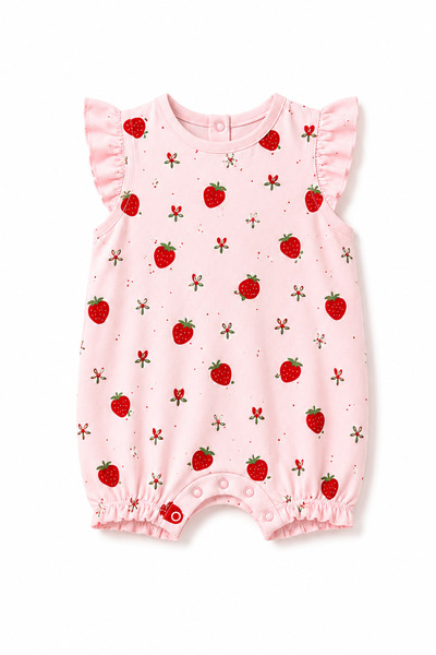 LİLİYUM Baby Girl Romper 100% Cotton Short Sleeve Romper 0-3 /3-6 Months