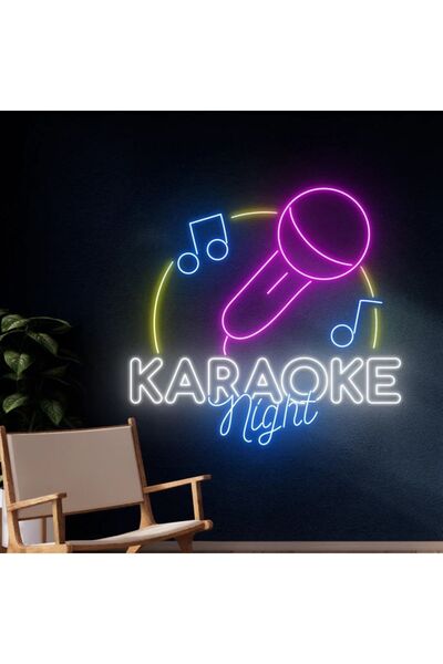 NEON TABELACIM KARAOKE Night Yazılı ve Şekilli Neon Tabela